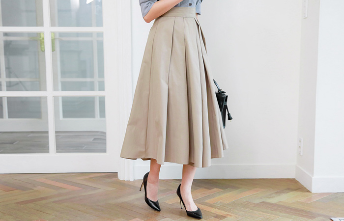 unique pin tuck Flare Skirt Pants