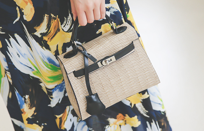 [Models wear34] Mini rattan tote bag