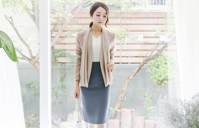 Tiffany Chiffon Scarf No collar Jacket