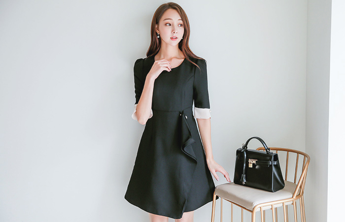 Secret Ruffle Pearl Color Dress