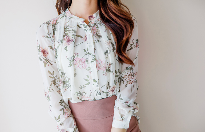 Lily Flower Chiffon Blouse