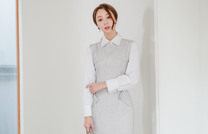 Shared double pocket pearl Dress