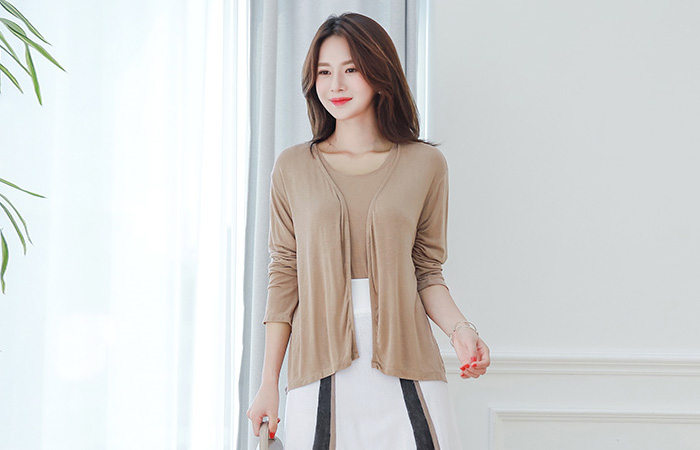 Chiffon sleeveless top + Cardigan SET