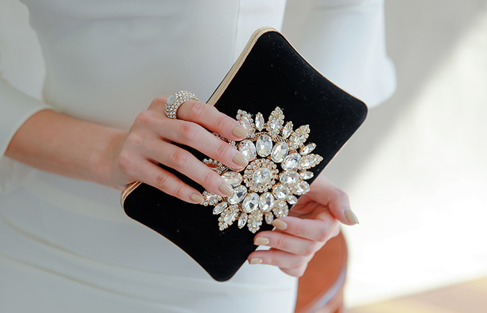 Sun Shine Velvet cubic Clutch