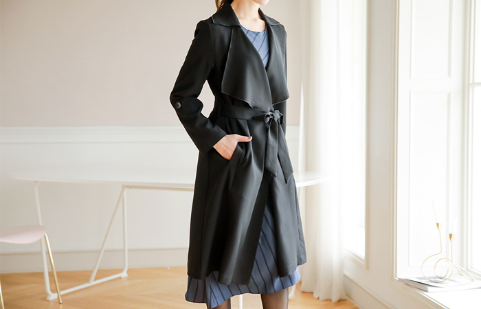 French Rollup Shawl Trench Coat