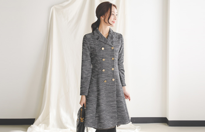 Gold Double-button Hul Dress Coat