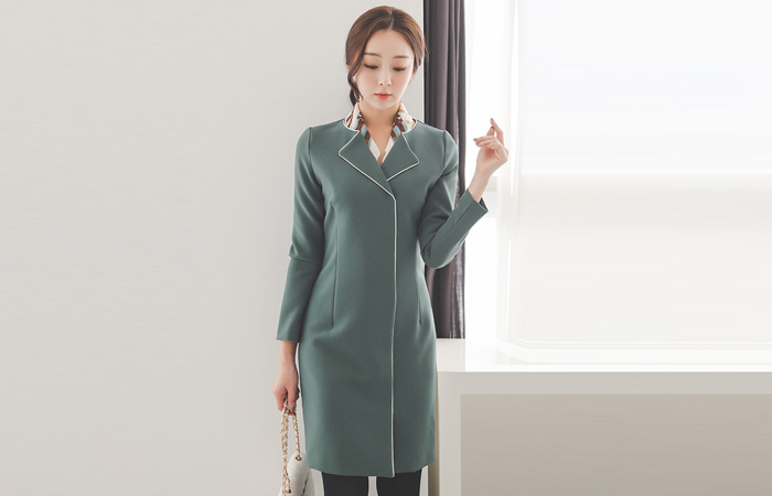 Folded Side Color Line Dress