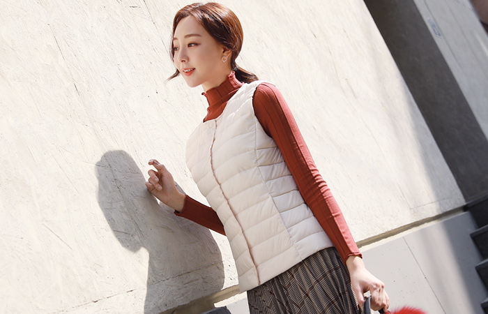 Quilting layered duck down lightweight padded Vest