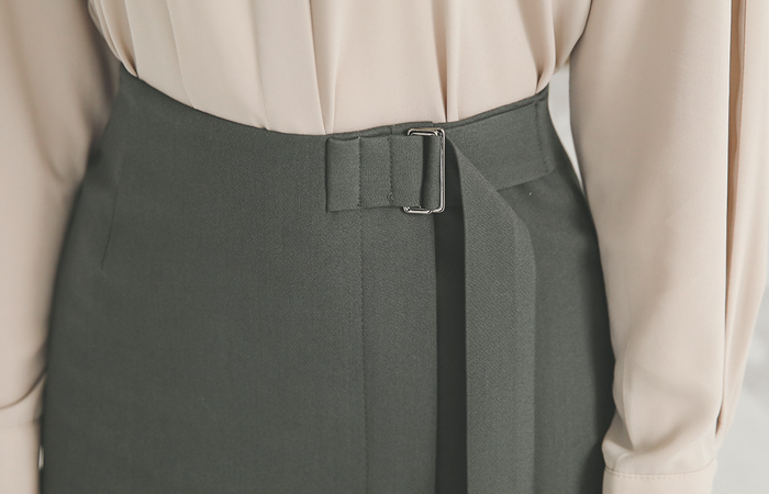 stitch silver buckle Belt Skirt