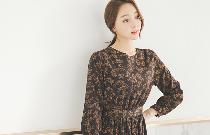 Florent Shirring Round Long Dress