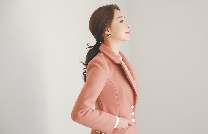 triple gold button Slim Coat