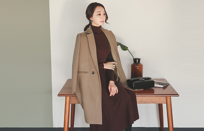 Double pocket stitch Tailored wool coat