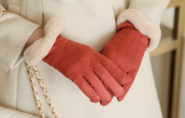 Smart Touch Suede Fur Lining Gloves