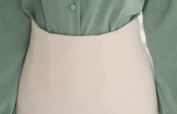 simple Basic Wool Midi Skirt