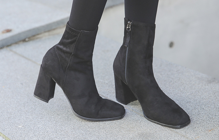 Chic Square 앵클 Socks Boots(Suede&Leather)