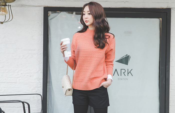 simple obi line napping Wool short pants