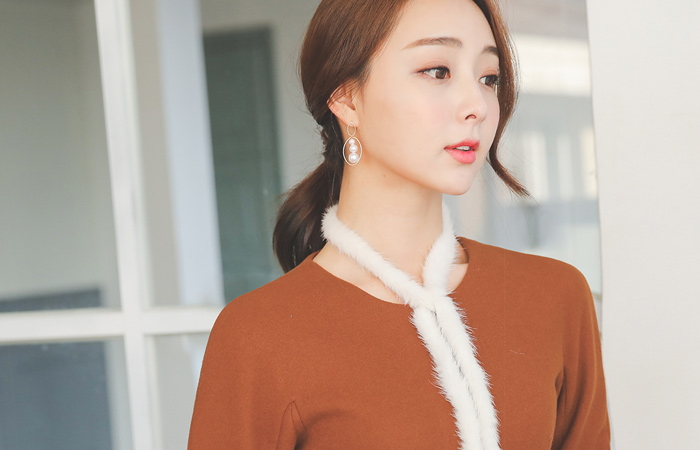 Winter Soft Wool Ring Zipper Dress