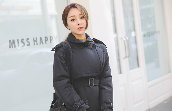 Basic double Bejed Belted Padding