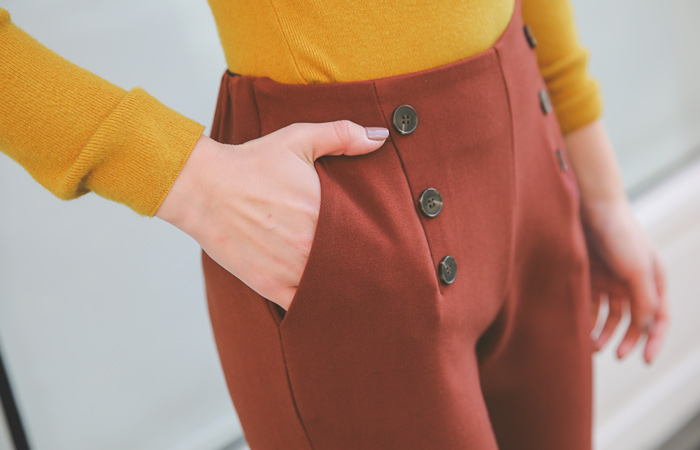 Triple Button Banding in Brushed Pants
