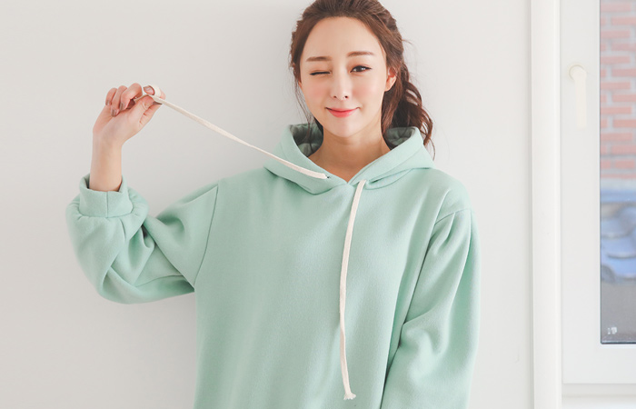 loose fit Puff Hood napping Long Dress