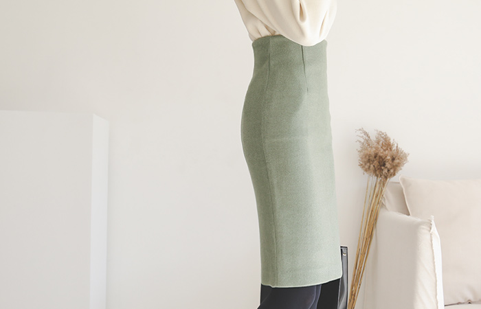 simple high waist Wool Skirt