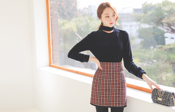 royal Fringe Tweed Mini Skirt