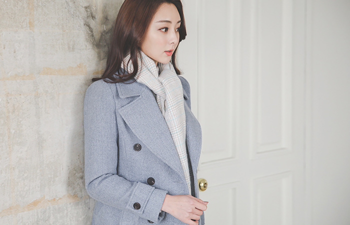 Wide Color Double-button quilting Coat