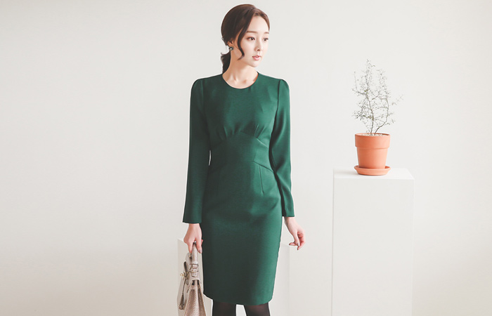 Modern Round Volume Shirring Dress
