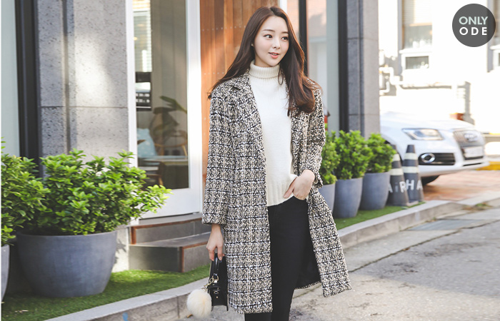 Bling Shine Pearl Tweed Double Coat