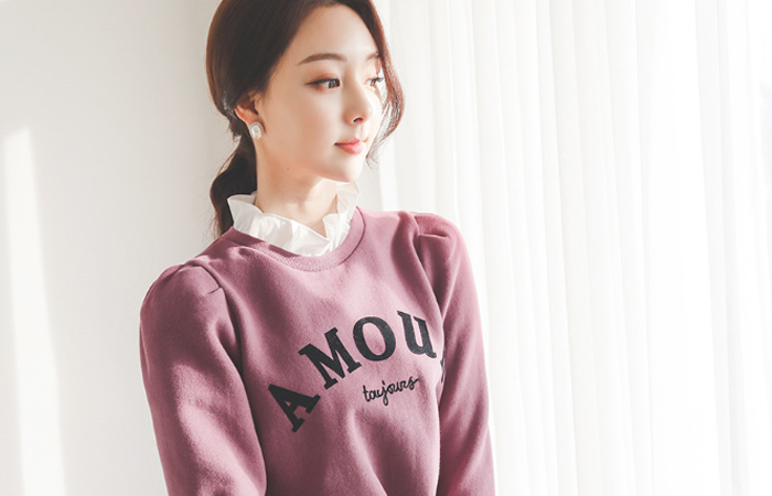 Flocking AMOUR Lettering Freel Man to man