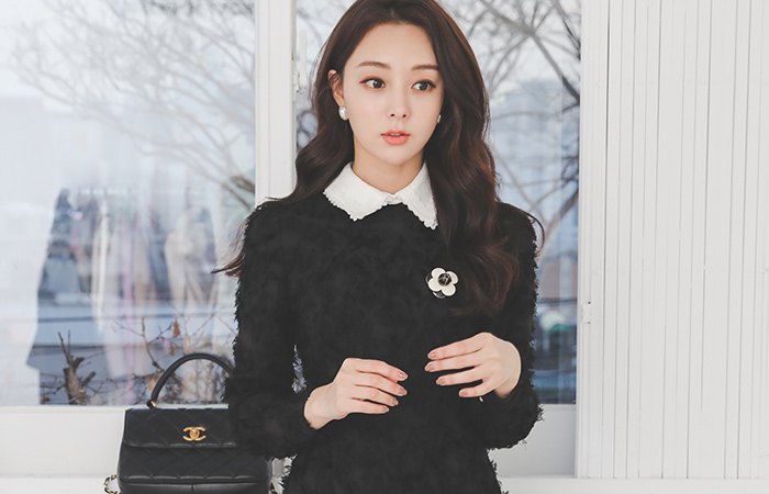 Melting Fringe Lace Callor Dress