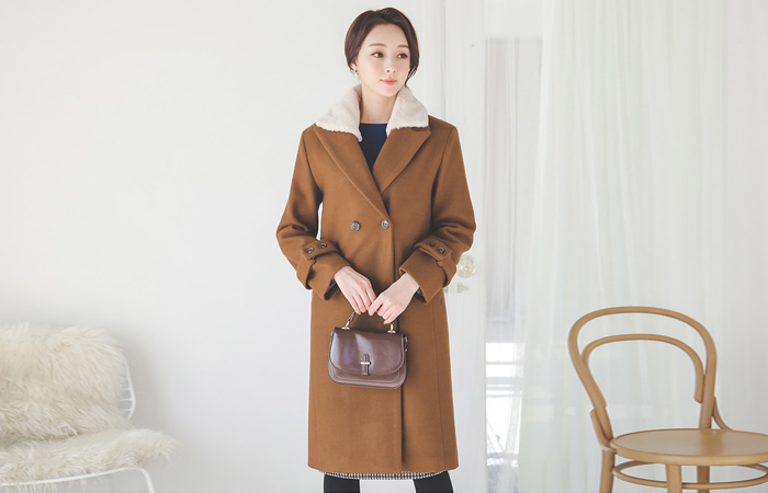 플러쉬 에코퍼 double 비죠 Wool Coat
