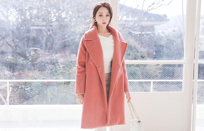 Mohair Touch Welt Pocket Over-fit Quilting Coat