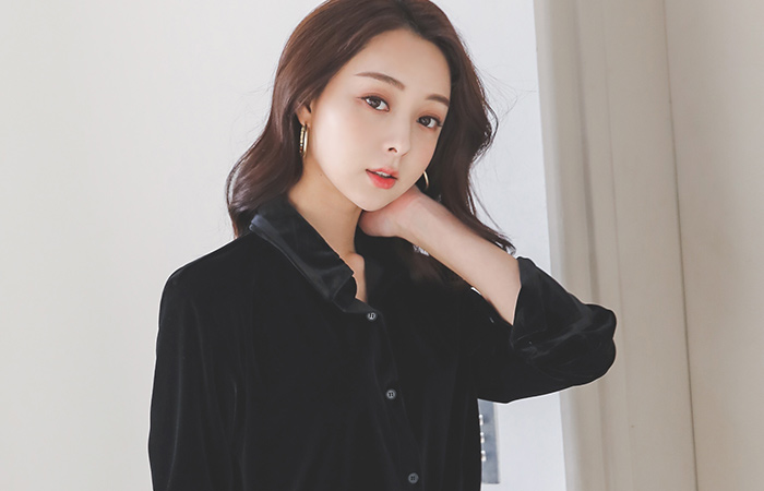 Chic Velvet Shirt Blouse
