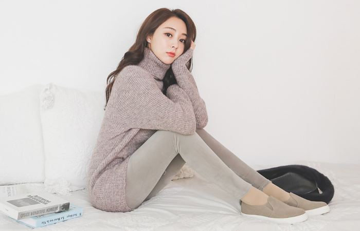 Mix Bokashi Side Button Turtle Long knit