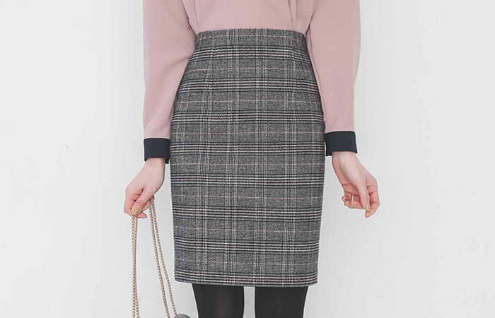 Basic Tartan Check Fleece Skirt