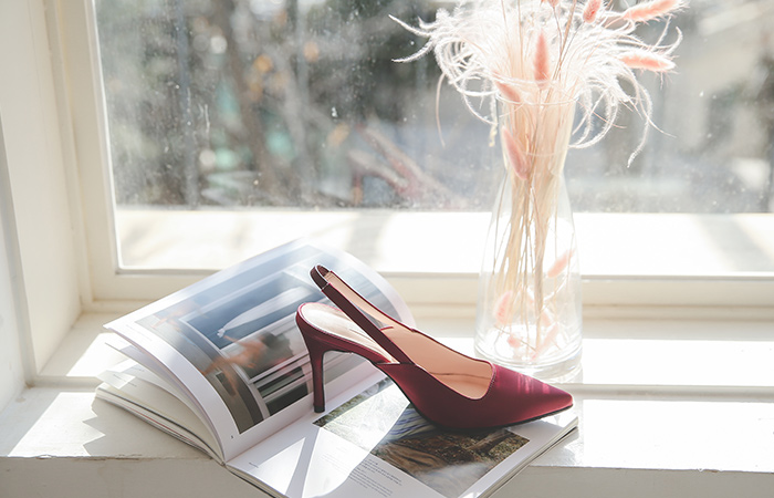 [Models wear35차]글로시 Satin 슬링백힐