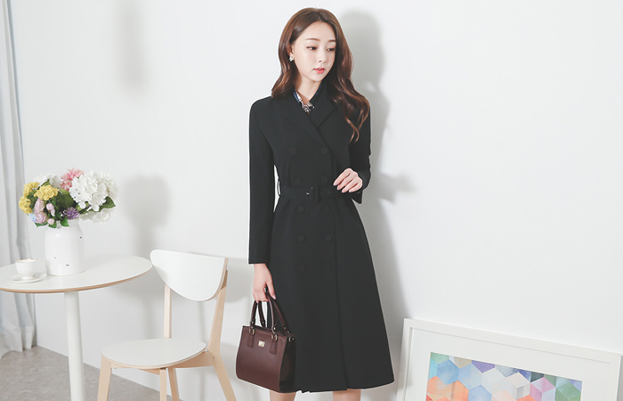 인터록 Belted Double Long Coat(Beige Only)