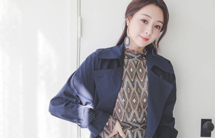 French double Belted Buckle Trench Coat