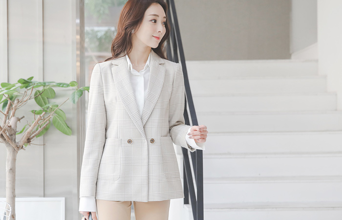 모노톤 Glen Plaid Double 박시자켓