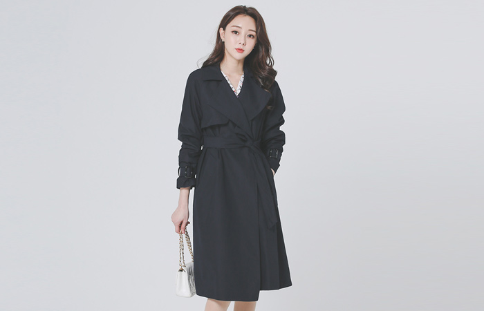 Basic Big Collar Cotton Trench Coat