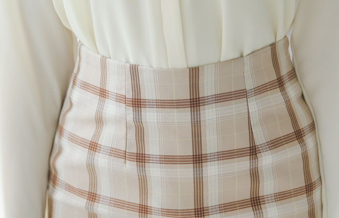 Spring Tartan Check H-line Long Skirt