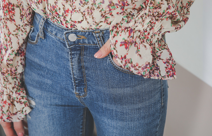 Washing Damage Easy Cutting Jeans