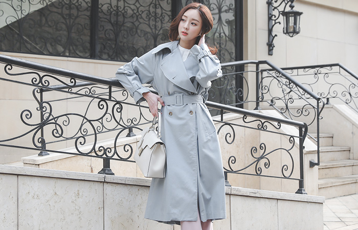Flat Collar Double loose fit Trench Coat