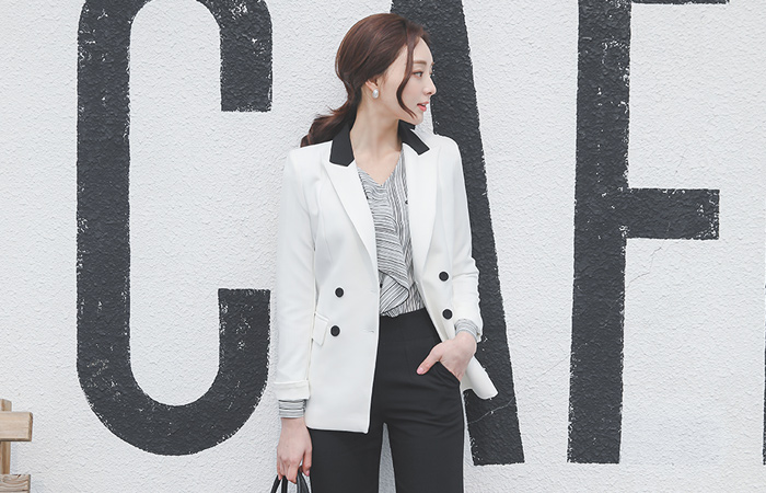 Formal Color Combination Double Tailored Span Jacket