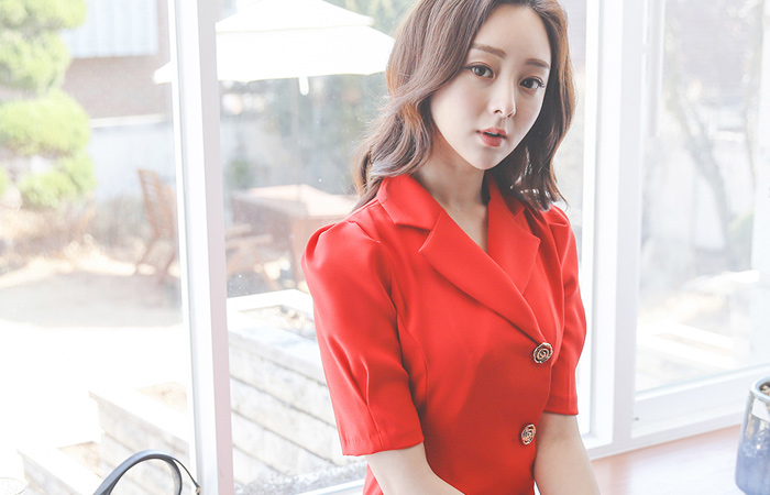 Single Rose-Gold Puff Span Dress