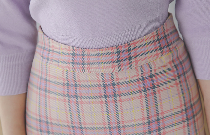 Colorful Glen Plaid Obi Long Skirt