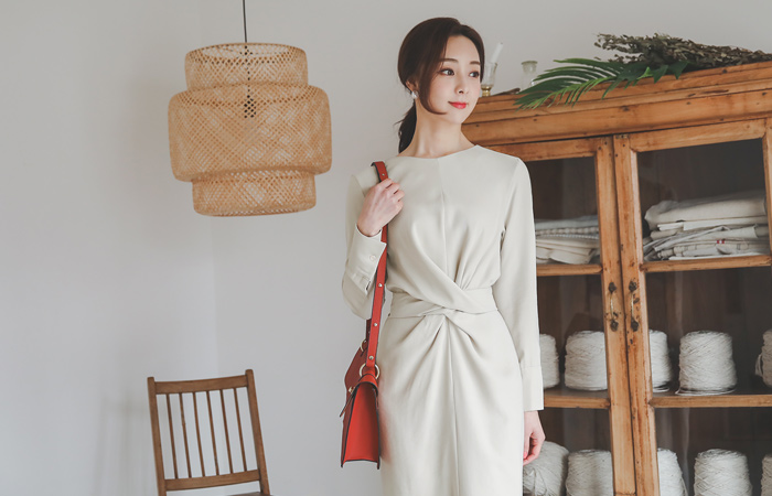 Mood Drape Cross Long Dress