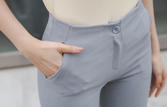 Slim Fit Side Slit Span Slacks Pants