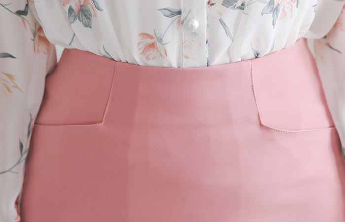 Seam Pocket Span Slim Mini Skirt